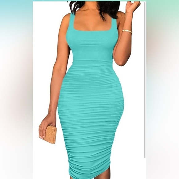 Dresses & Skirts - Sexy Tank Top Bodycon Ruched
Sleeveless Basic Midi Party Dress
8080